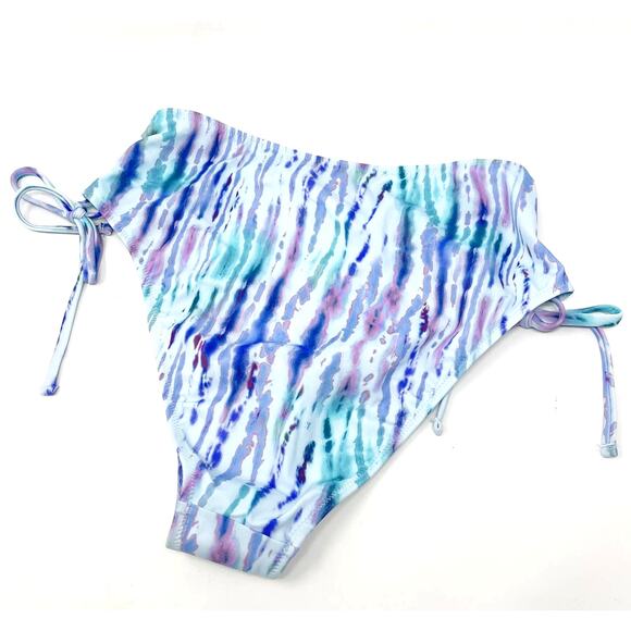 Shade & Shore White Blue Purple Striped Bikini Bottom Size Medium NWT - Picture 2 of 5